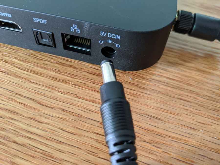 Plugging in the power on your Android TV box