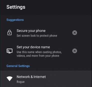 Android TV box connected via Wi-Fi