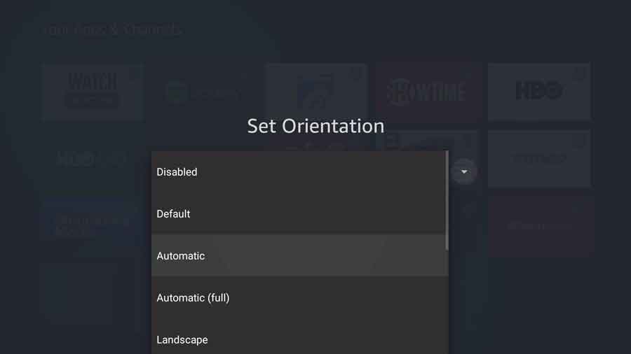 Set Orientation app on Fire TV Stick