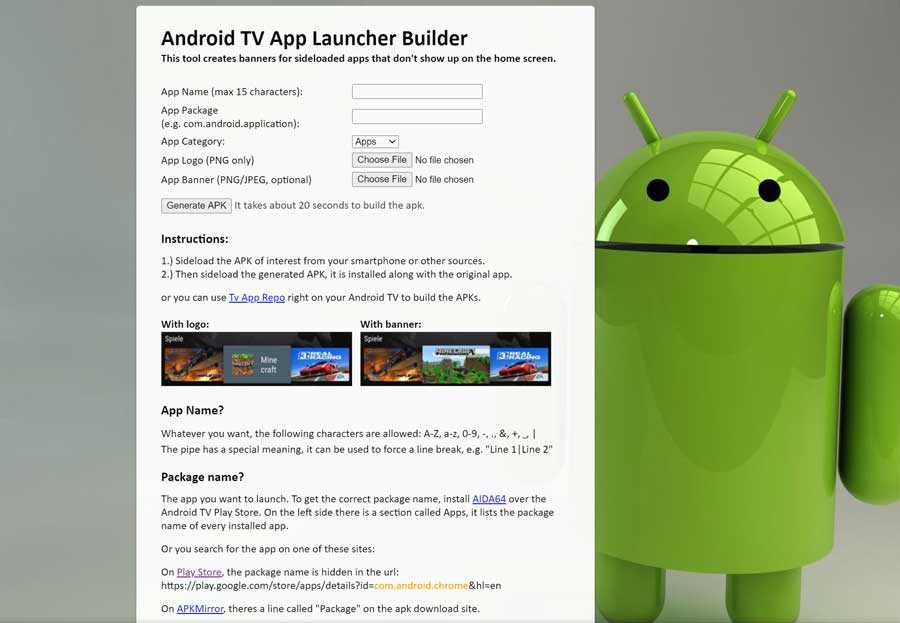 android tv app launcher builder