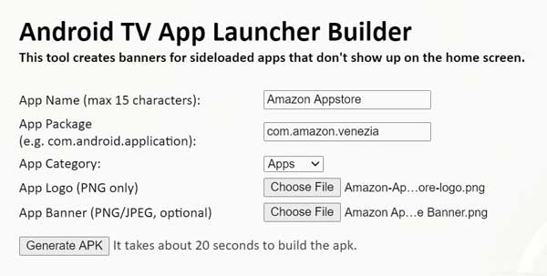 android tv app launcher builder