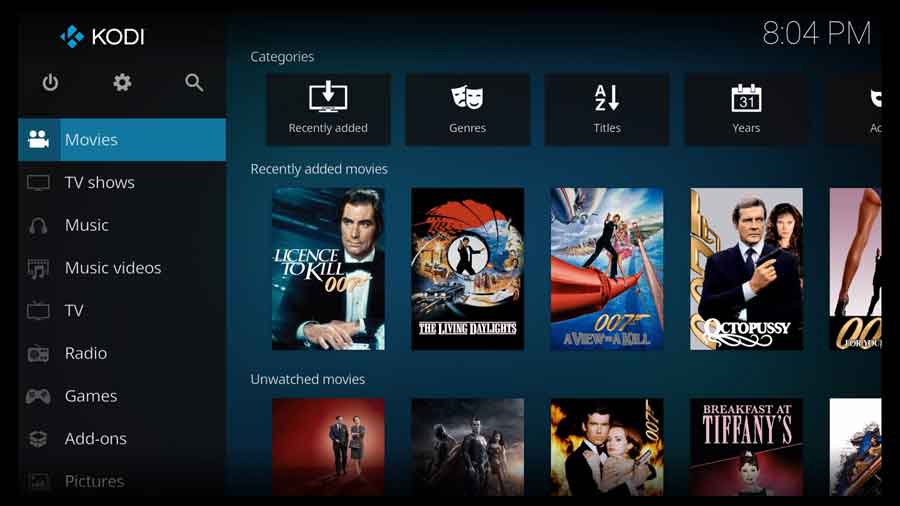 Movies in Kodi 19 Matrix