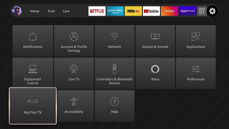 New FireStick UI. Click My Fire TV