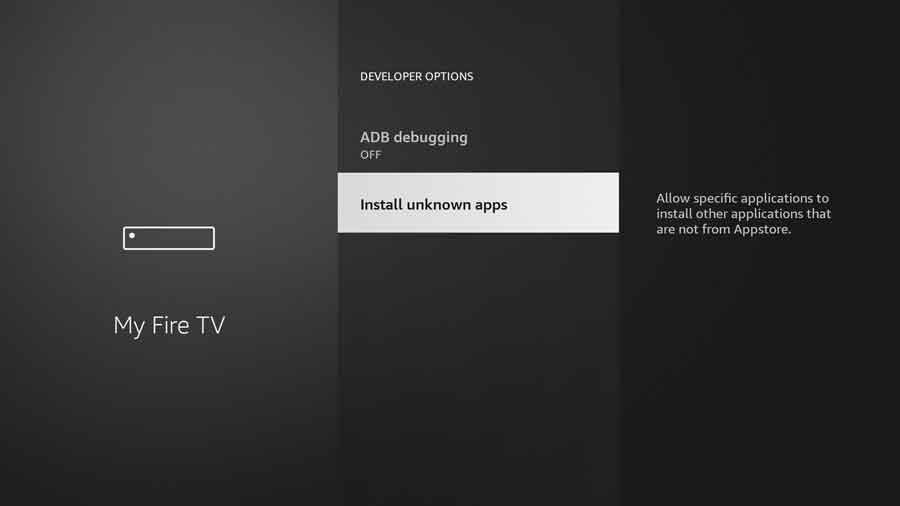 New FireStick UI: Click Install Unknown Apps