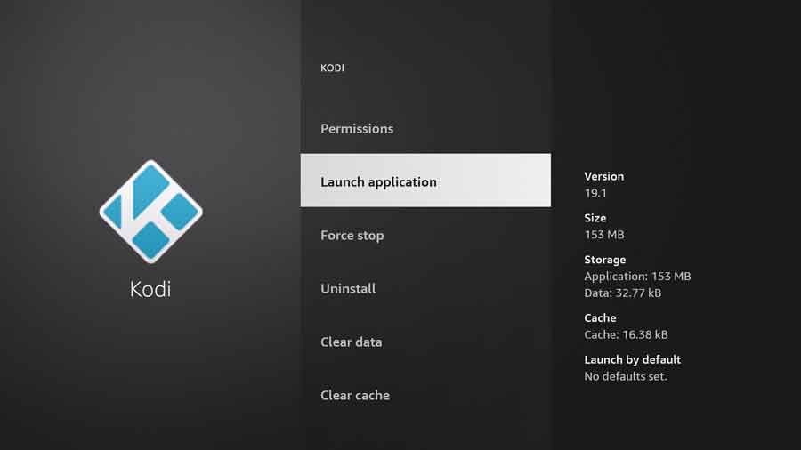 Launching the Kodi app manually on FireStick and Fire TV