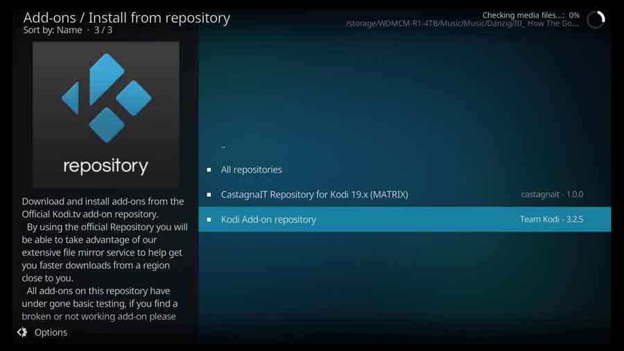 Install from the official Kodi Add-on repository