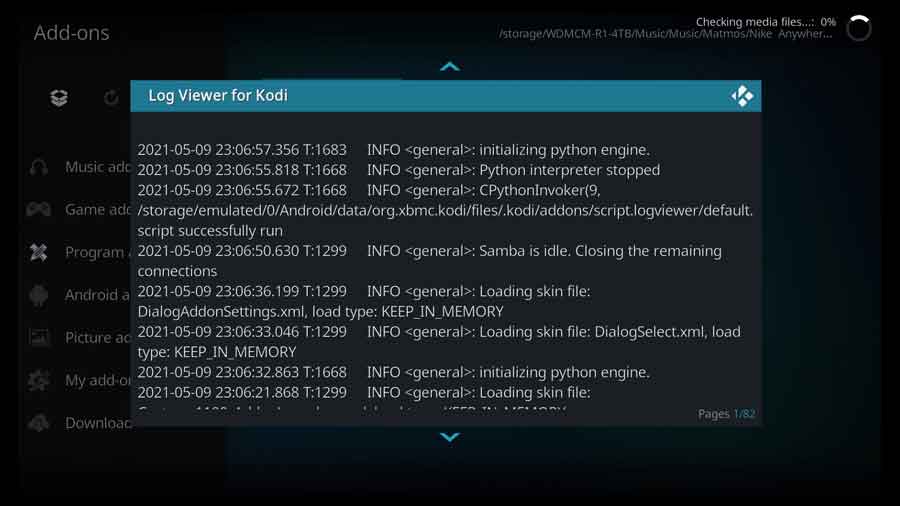 Log Viewer for Kodi: Show current log file