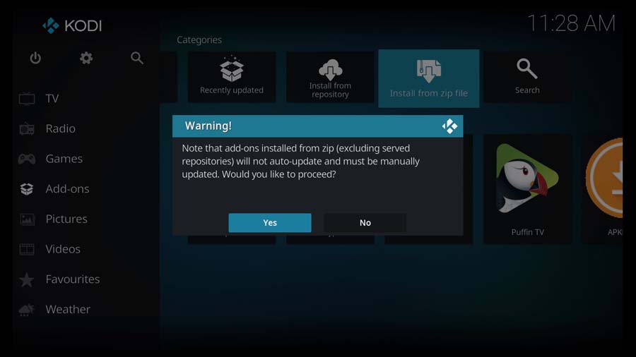 Kodi 19: installing addons from zip will not auto-update