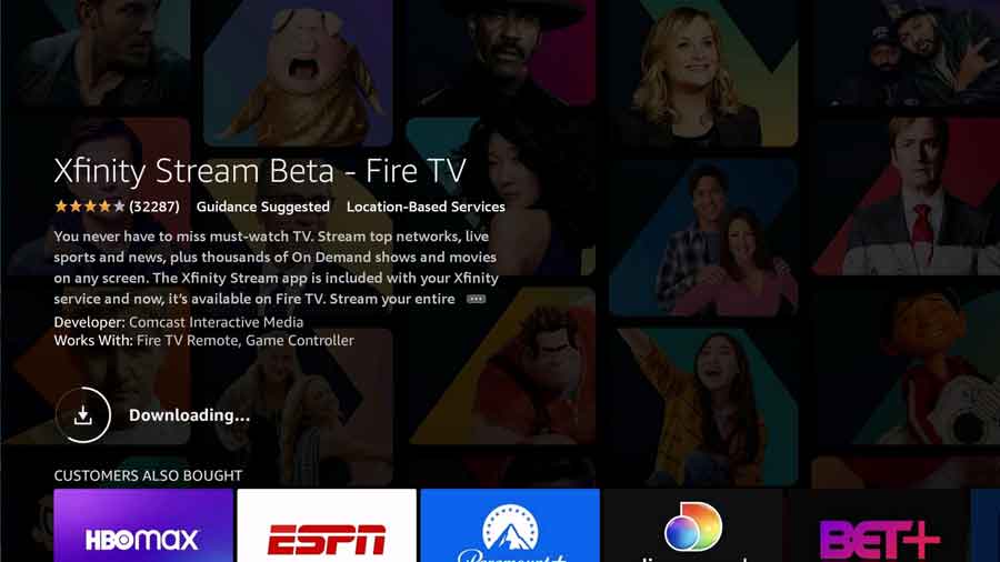 Downloading the Xfinity Stream FireTV app