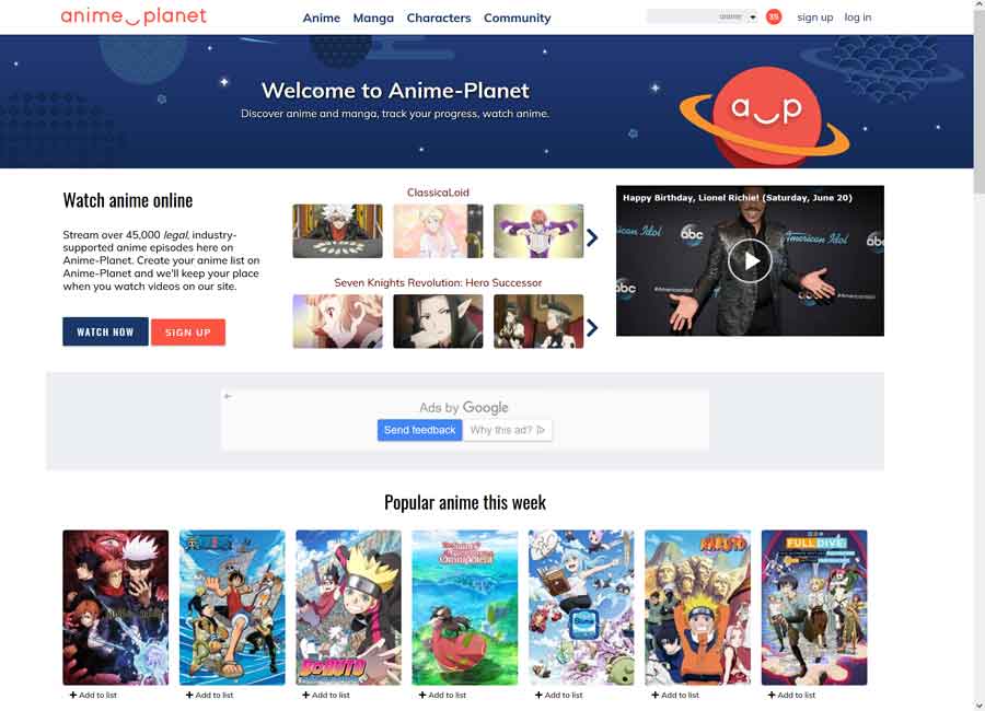 Best Anime Streaming Sites: Anime Planet