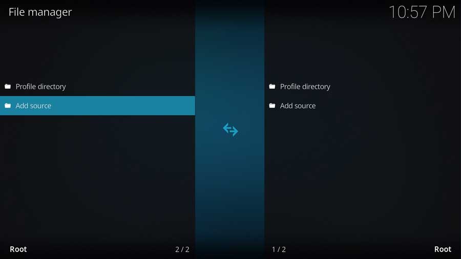 Kodi 19 File Manager menu