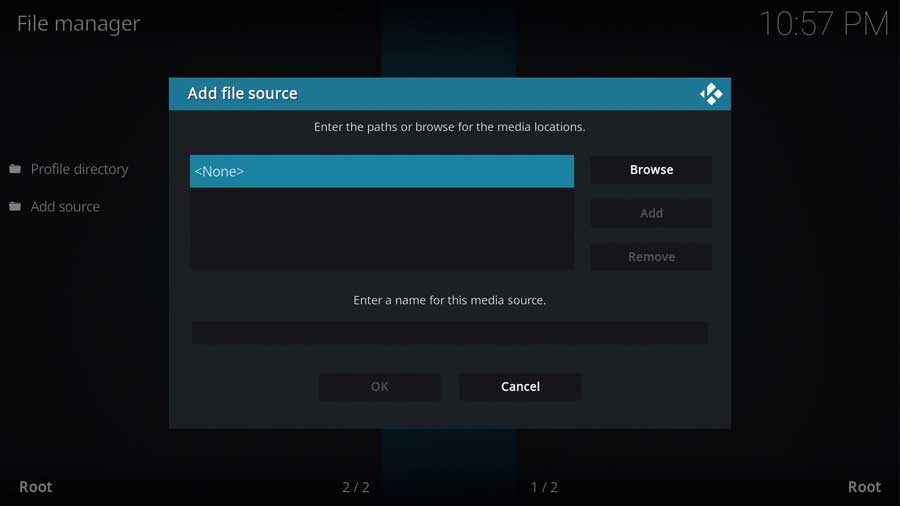 Kodi 19: Add File Source