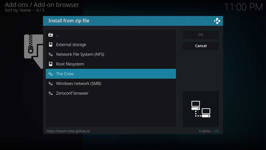 Installing The Crew repo from zip file on Kodi 19