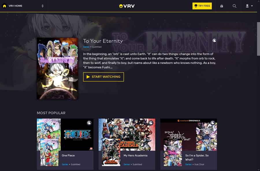 Best Anime Streaming Sites: VRV
