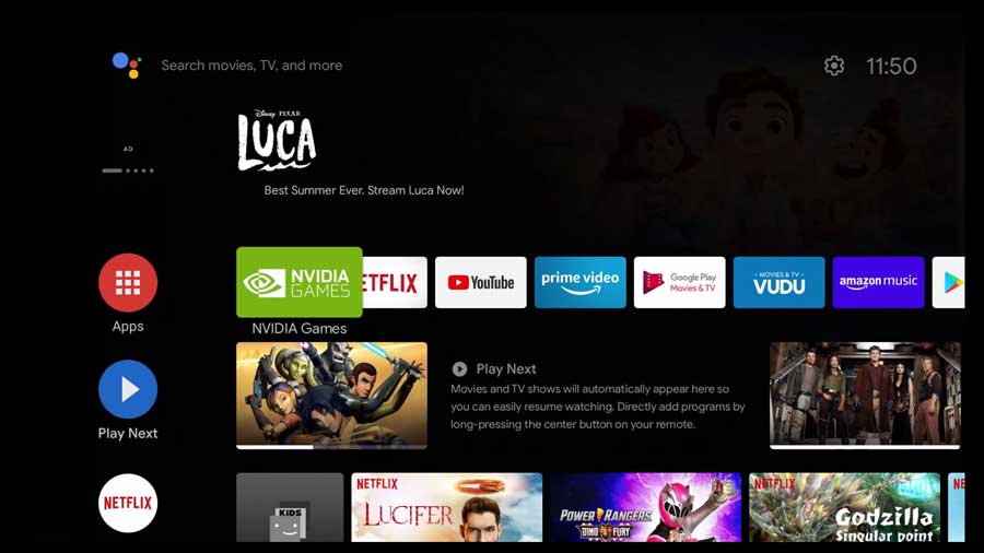 New NVIDIA Shield TV home screen