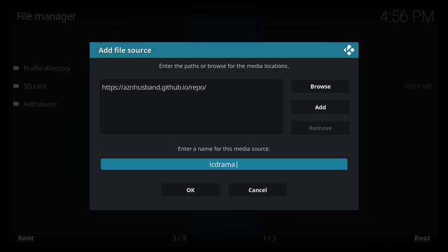 Kodi: adding aznhusband file source