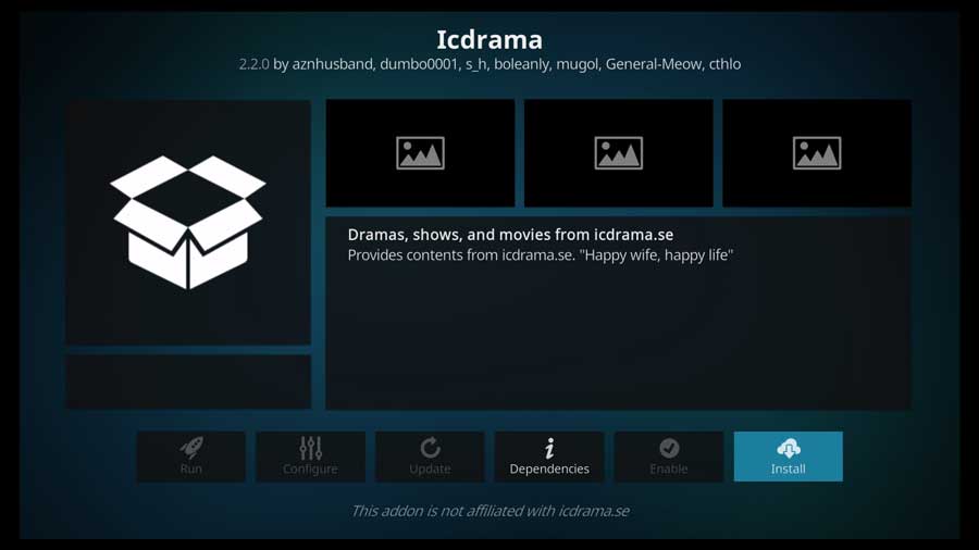 IcDrama Kodi addon detail page