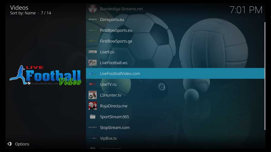 SportsDevil Kodi addon: live sports sources