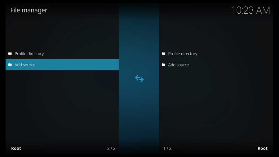 File Manager menu: Add Source