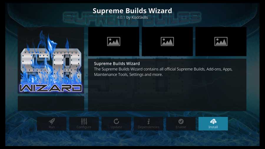 Supreme Builds Wizard addon detail page