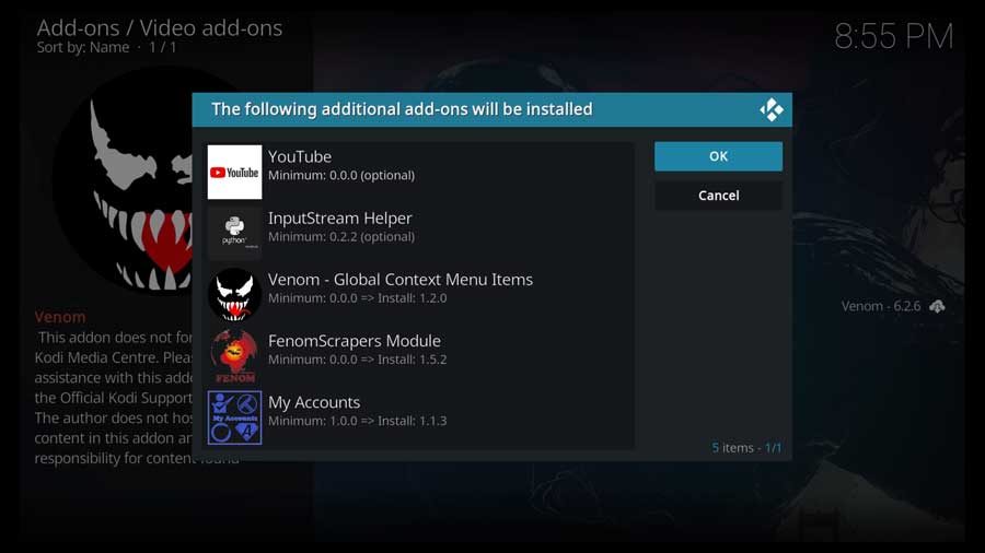 Additional addons that need to be installed