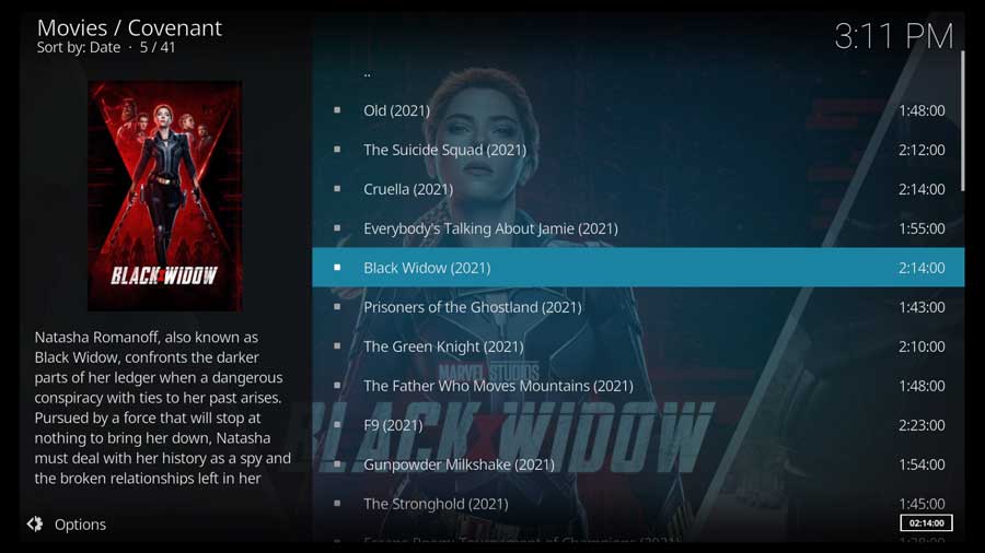 Covenant Kodi addon Movies screen