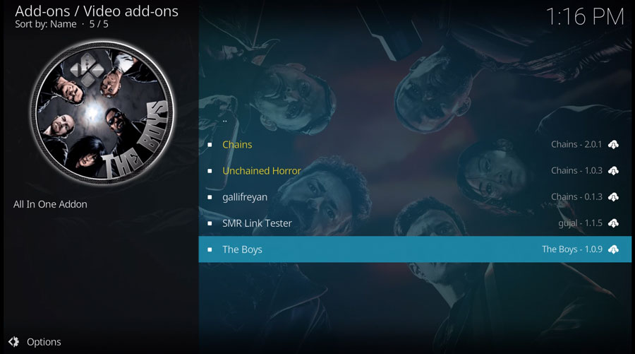 Select The Boys Kodi addon