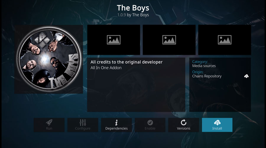 The Boys addon detail screen