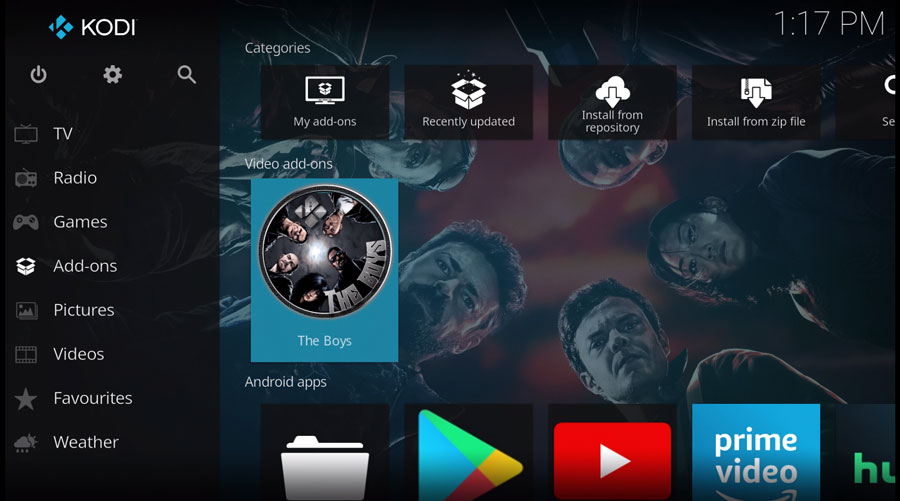 Launch The Boys Kodi addon from the icon