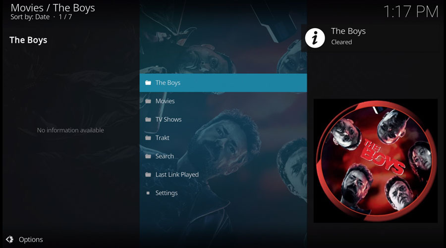 The Boys Kodi addon menu