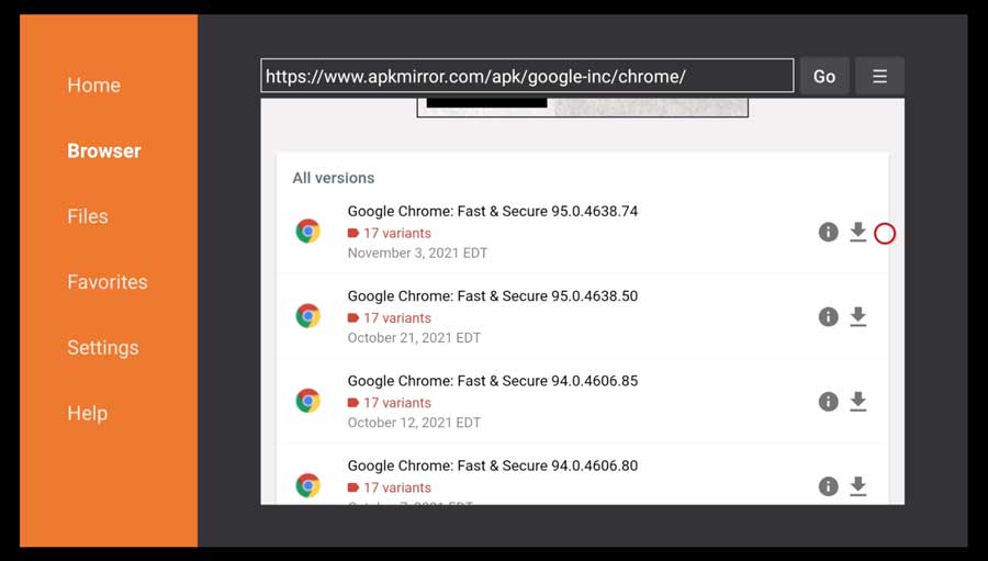 google chrome apk android tv