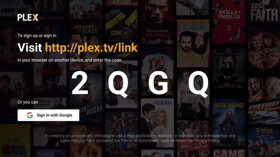 Plex.TV/link code to sign in