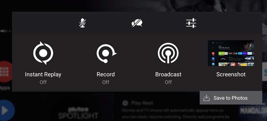 NVIDIA Share overlay box: taking a screenshot on the Shield TV
