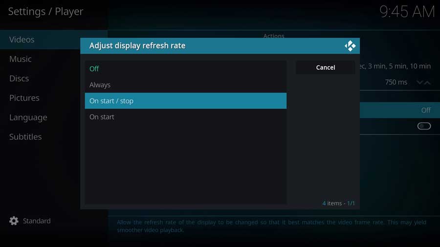 Adjust display refresh rate On Start\Stop