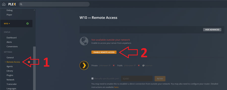 plex setup remote access