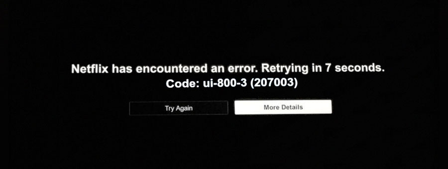 Netflix error message UI-800-3