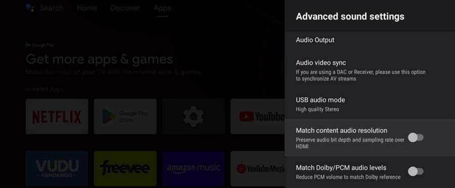 Ensure that "Match Content Audio Resolution" is disabled