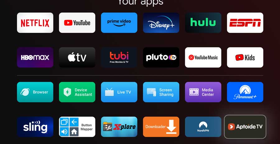 Open Aptoide TV by clicking on its icon in the Your Apps screen. 