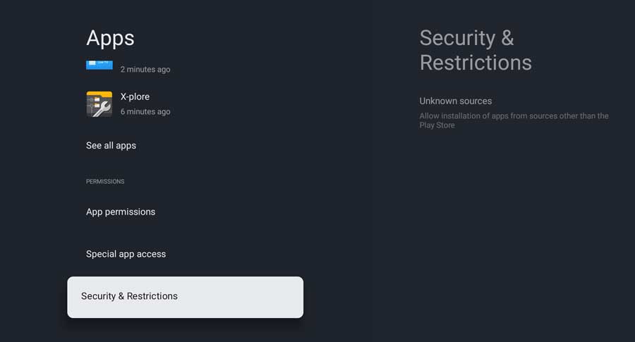 Click on Security & Restrictions. 
