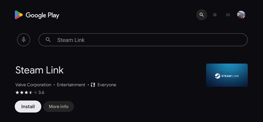 Search for Steam Link and install