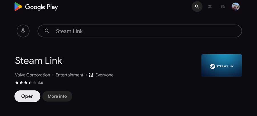 Click on Open to launch Steam Link