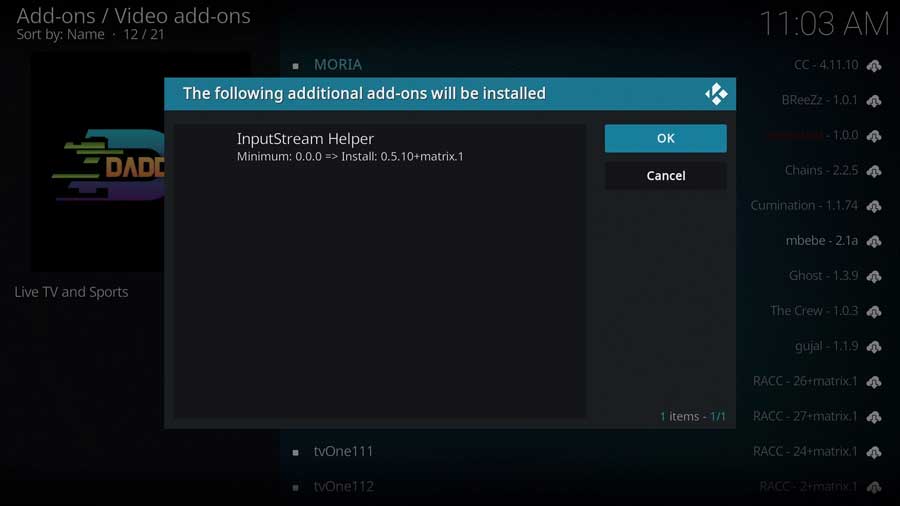 You may have additional addons that are required. Click OK to install them now. 