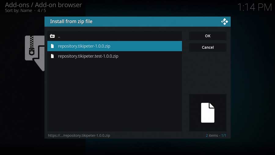 Select the TikiPeter repository zip file