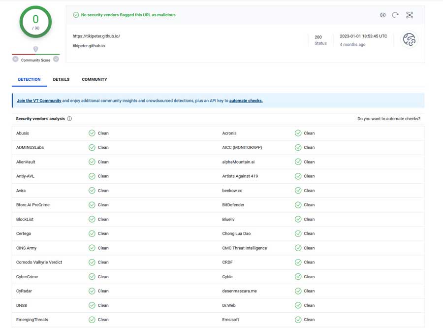 VirusTotal scan of the FEN addon repository