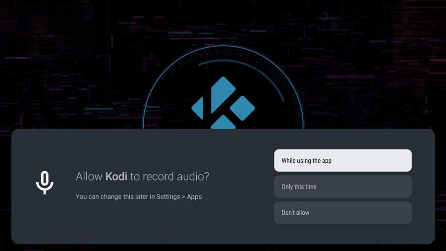 Permission to Allow Kodi to record Audio