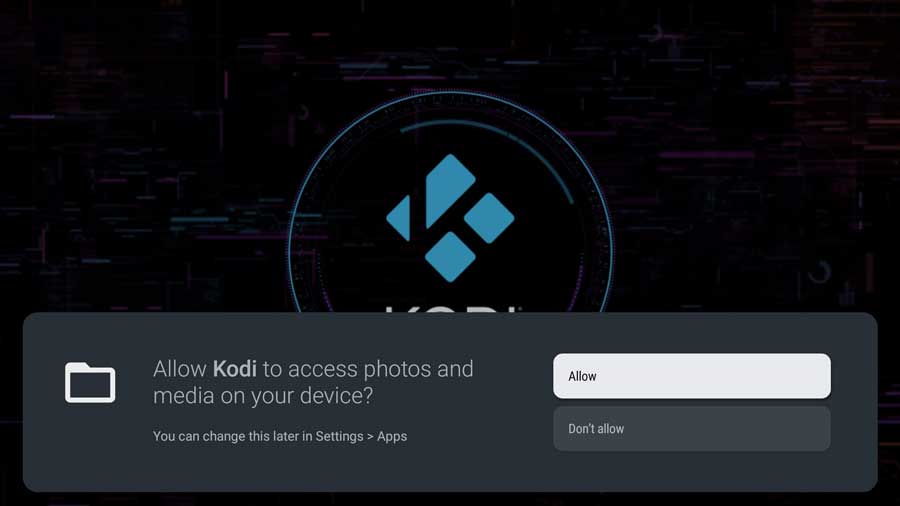 Permission to allow Kodi to access photos and media