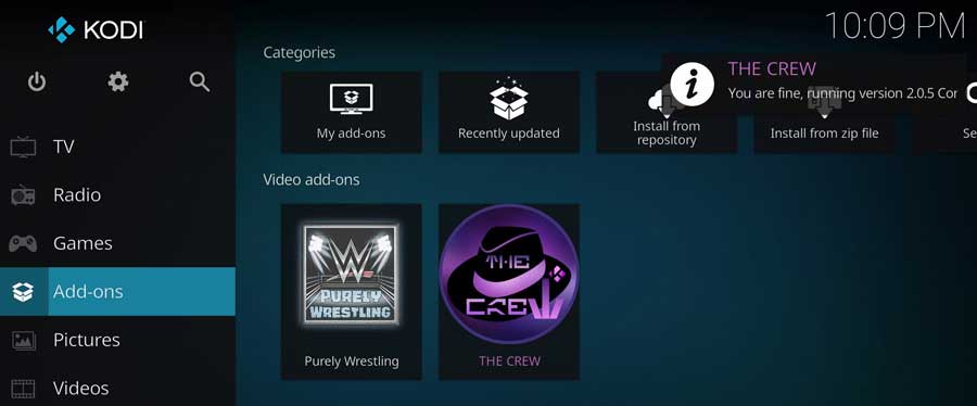 Kodi will then display a message whether addons are compatible or if they require updates.